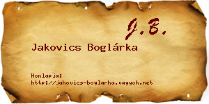 Jakovics Boglárka névjegykártya