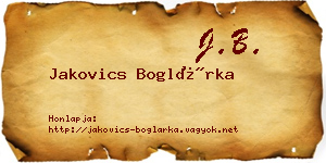 Jakovics Boglárka névjegykártya